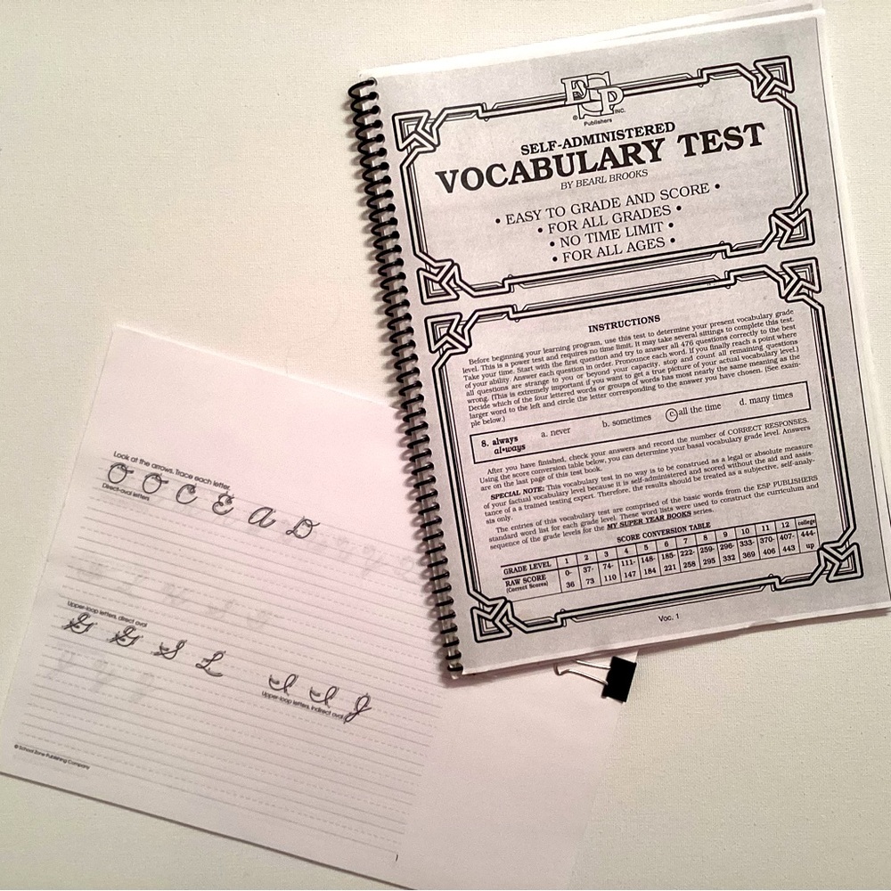 4/$15 🌻 Home School Fifth Grade Test Supplies and Cursive Work Sheets